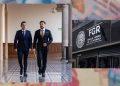 Two Men in Dark Suits Walk Down a Tiled Hallway of a Government Building; a Second Image Shows the Fgr Sign (fiscalía General De La República). - Enbroncados