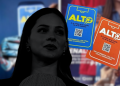 Silhouette of a Woman in the Foreground with Blue and Orange Alto Posters About Protecting Children in the Background. - Enbroncados