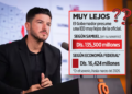Samuel-garcia-miente-sobre-la-inversion-en-nl - Enbroncados Hombre De Traje Negro Junto a Un Podio, Frente a Un Cartel Blanco Y Rojo Con Cifras Económicas Y Signos De Interrogación (infodemia). - Enbroncados