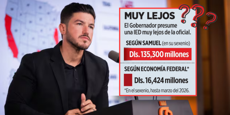 Hombre De Traje Negro Junto a Un Podio, Frente a Un Cartel Blanco Y Rojo Con Cifras Económicas Y Signos De Interrogación (infodemia). - Enbroncados