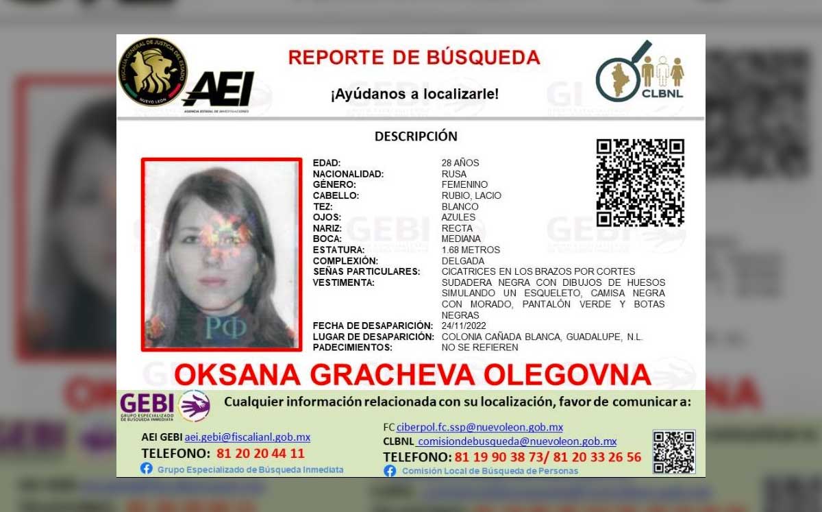 Desaparece mujer rusa en Guadalupe