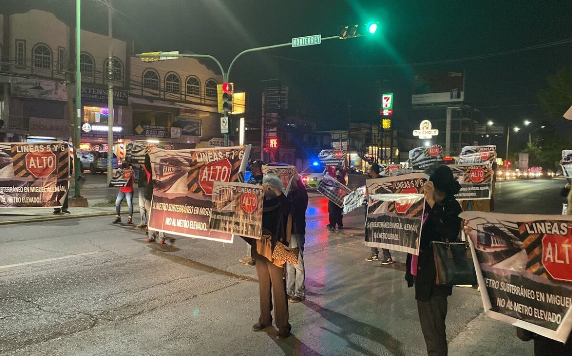 Vecinos se unen en protesta contra Línea 6 de Metrorrey