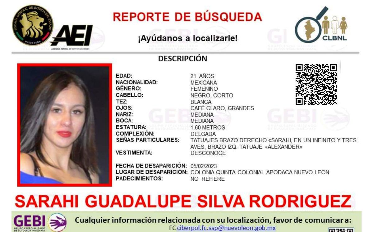 Encuentran cuerpo de Sarahí Guadalupe